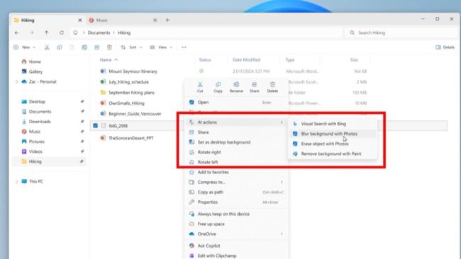 Kontextové menu v Průzkumníku souborů Windows 11