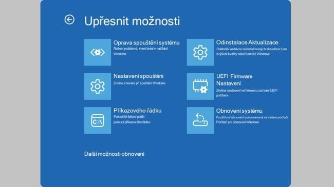 Možnosti obnovy Windows
