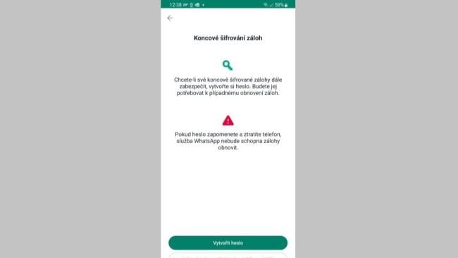 Šifrování záloh WhatApp na Disk Google