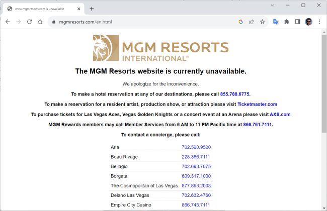 Webová stránka MGM