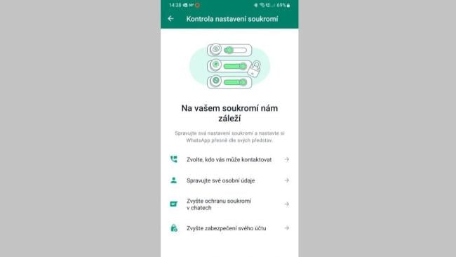 Nastavení soukromí ve WhatsApp