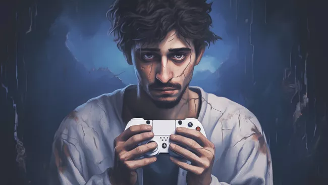 Smutná hráč na PlayStationu