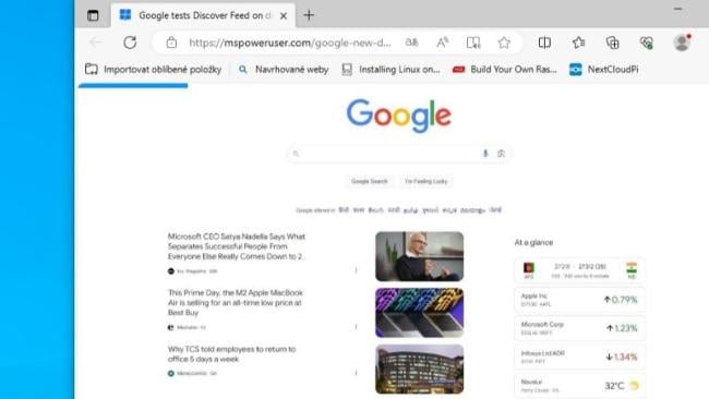 Nový experimentální vzhled stránky vyhledávání google