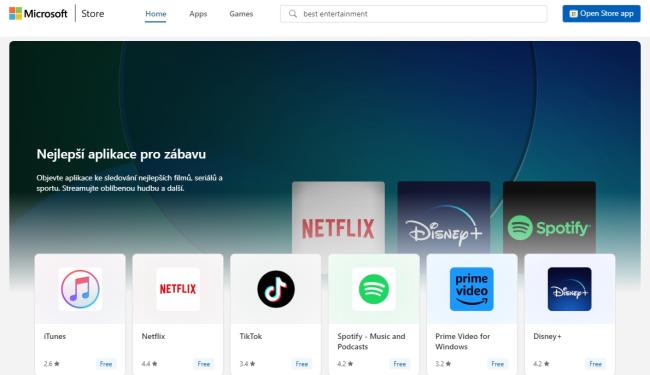 Webová verze Microsoft Store