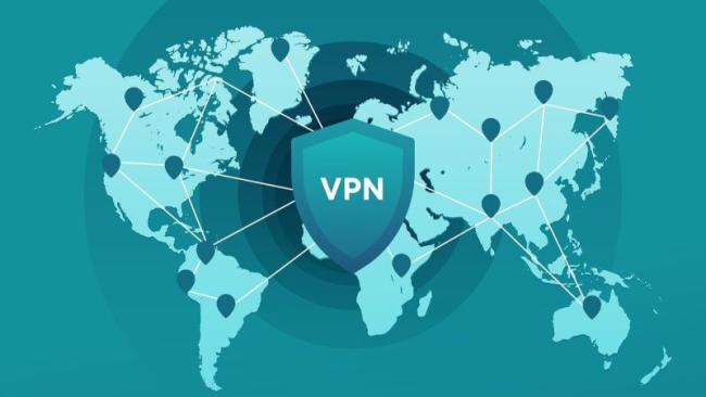 Mapa světa a text VPN