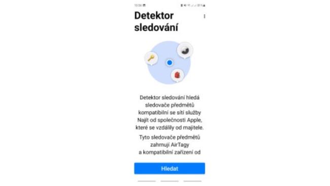 Mobilní aplikace Detektor sledování