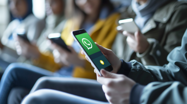 Uživatel má WhatsApp na displeji svého mobilu