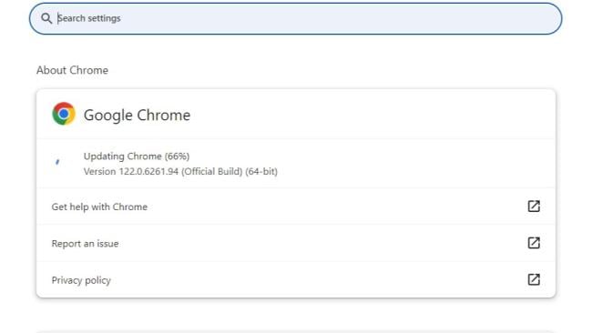 Aktualizace prohlížeče Chrome