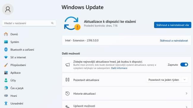 Služba Windows Update ve Windows 11