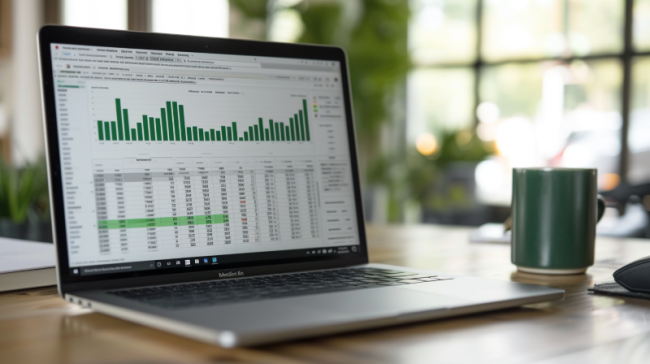 Excel na displeji laptopu