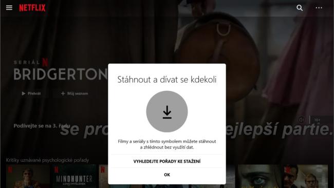 Možnost stažen obsahu z Netflixu pro offline stahování