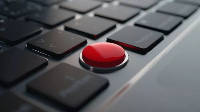 Červené tlačítko na počítačové klávesnici