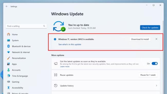 Windows 11 24H2 ve službe Windows Update