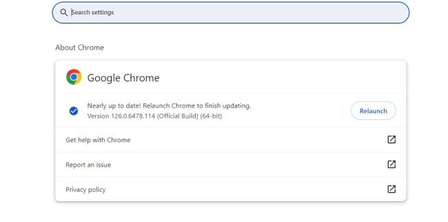 Zobrazení verze prohlížeče Google Chrome