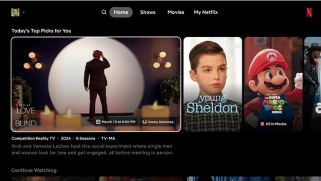 Nové grafické rozhraní Netflixu