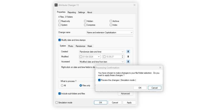 Prostředí programu Attribute Changer