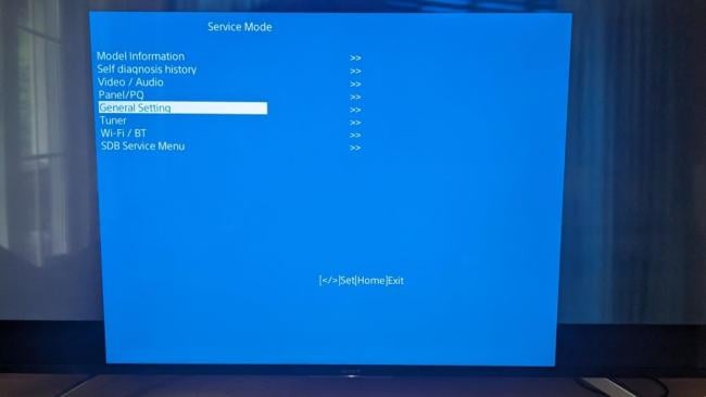 Servisní menu Sony TV