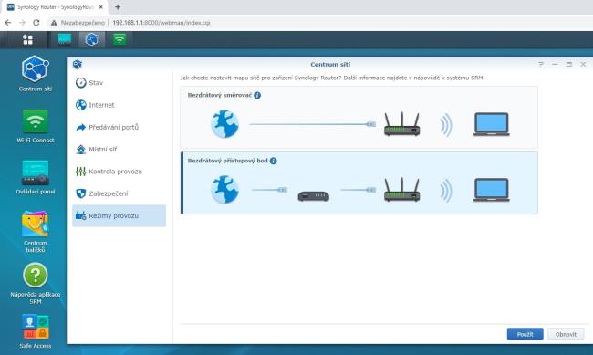 Administrační rozhraní Synology