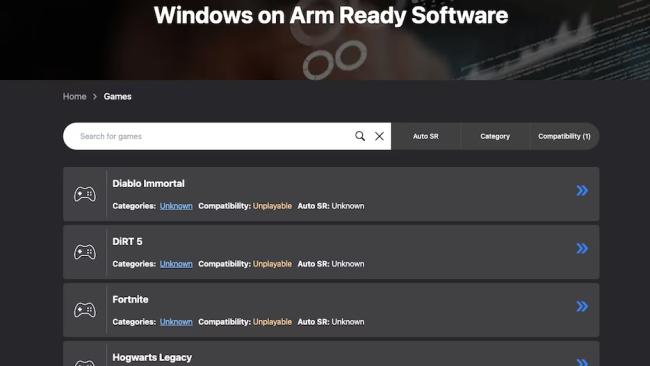 webová databáze Windows on ARM
