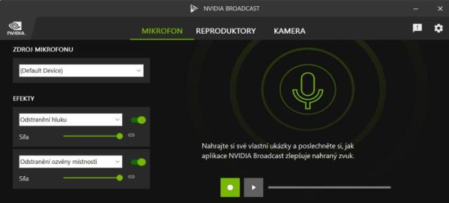 Aplikace NVIDIA Broadcast