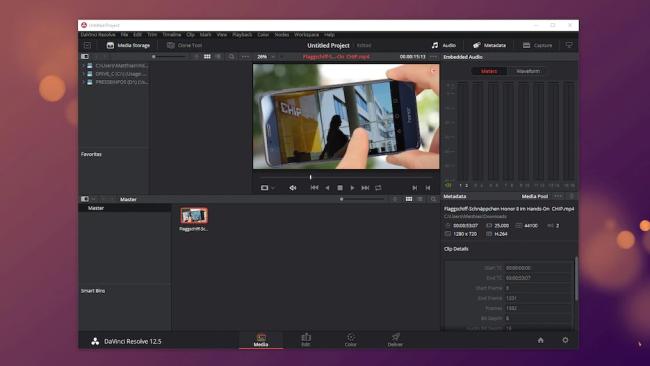 Prostředí programu DaVinci Resolve