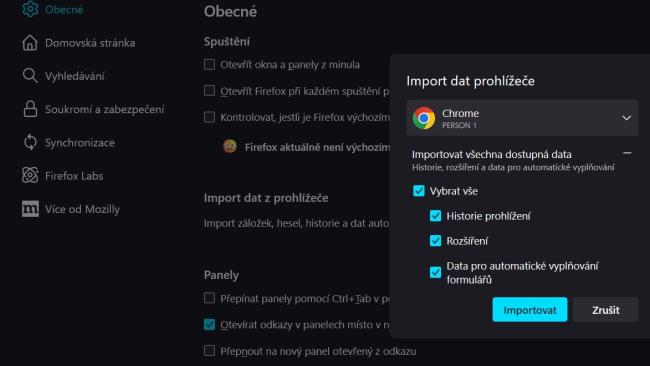 Import rozšíření z Chromu do FireFoxu