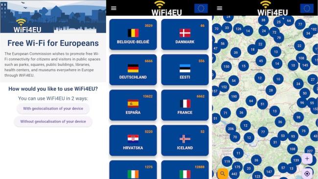 Prostředí aplikace WiFi4EU Map