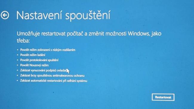 Rozšířené nastavení spouštění Windows 11