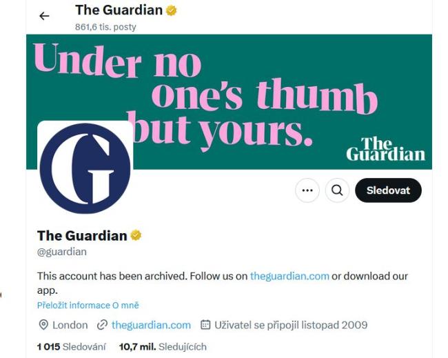 the Guardian na síti X