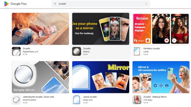 Aplikace Zrcadlo v Google Play