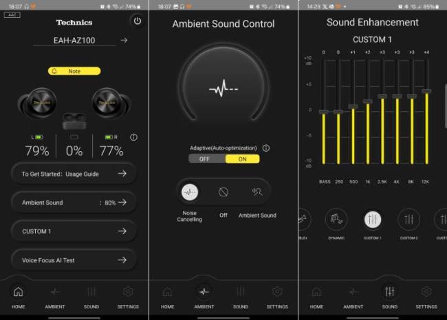 Rozhraní aplikace Technics Audio Connect