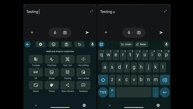 Tlačítka Undo a Redo v beta verzi aplikace Gboard