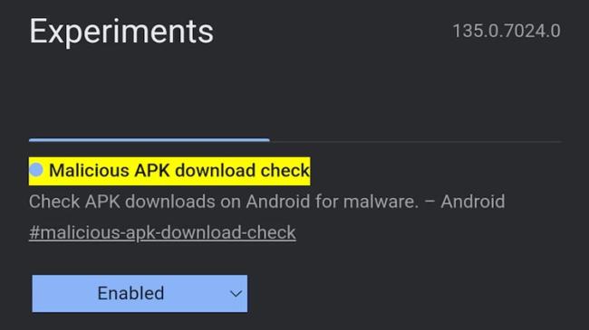 Chrome Canary a nastavení APK skenu