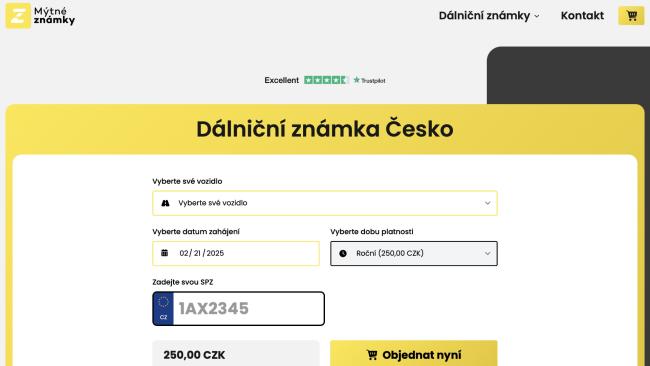 Falešný e-shop nabízející dálniční známku za 250 korun