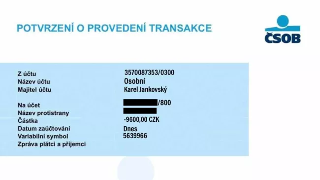 Falešné potvrzení o platbě