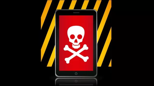 Symbol rizika na displeji mobilu