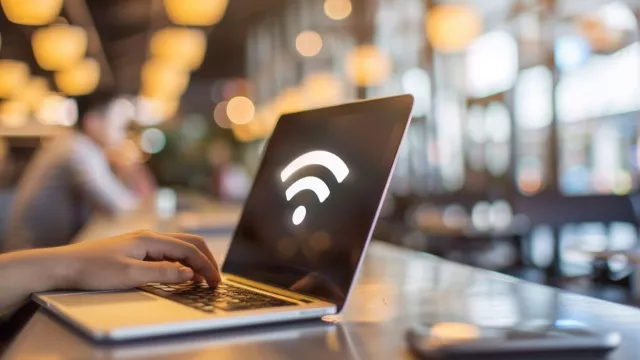 Připojení na free Wi-Fi v letištní hale