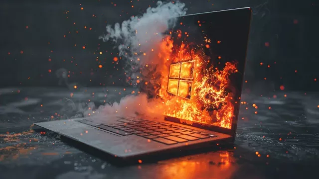 Zničený notebook malwarem