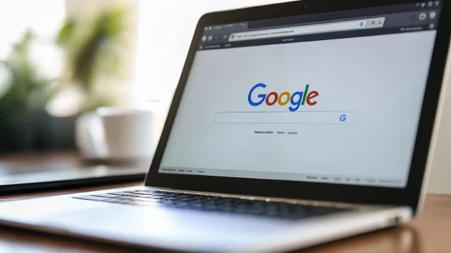 Google prostředí na displeji laptopu