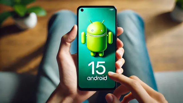 Android 15 na smartphonu v rukou uživatele