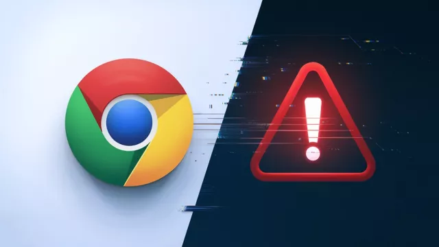 Logo Chrome a symbol nebezpečí vedle